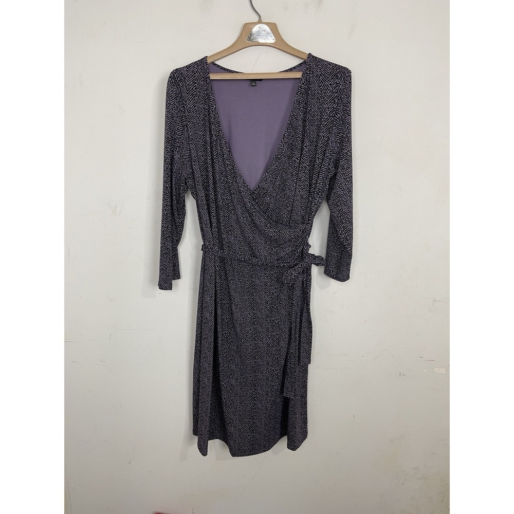 Talbots Womens Dress XL Purple Wrap Office Wedding Guest Jeweltone Belted Midi